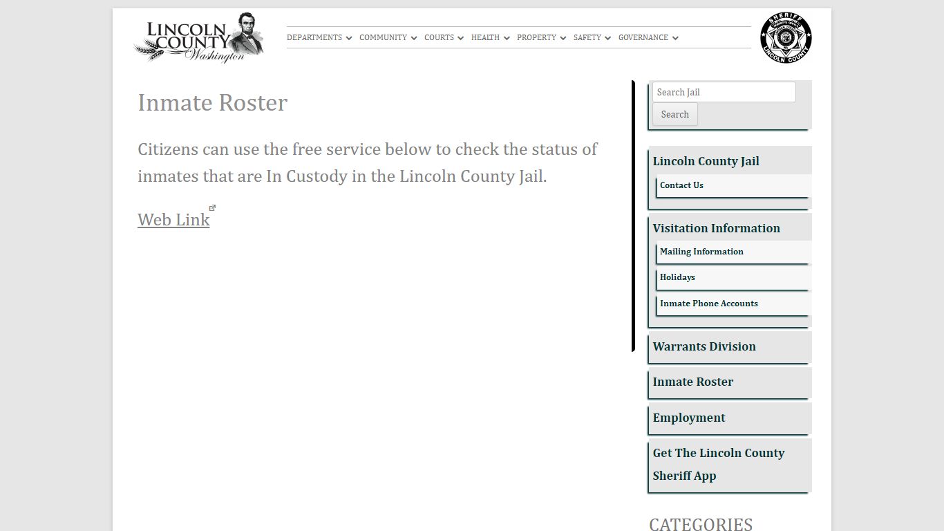 Inmate Roster – Jail - Lincoln County, Washington