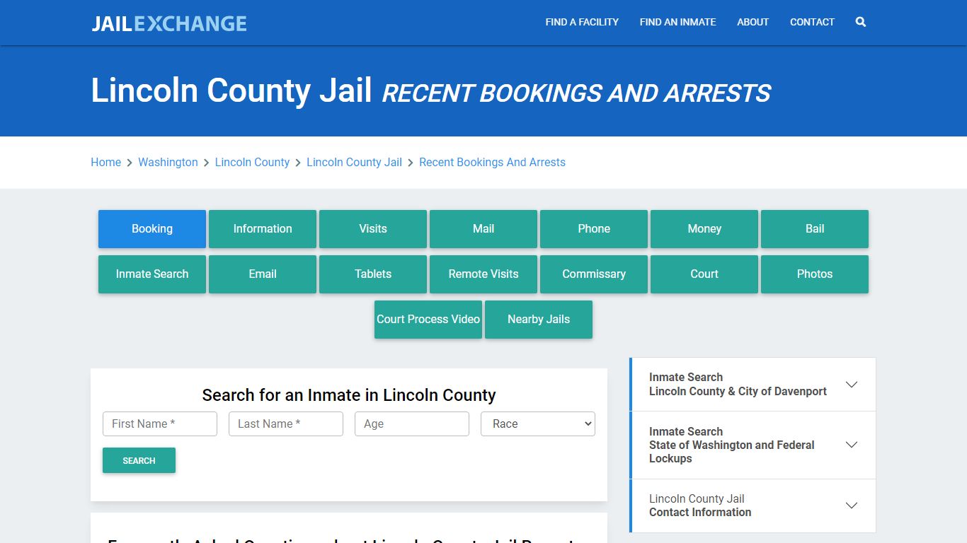 Lincoln County Jail Recent Bookings And Arrests - Jail Exchange