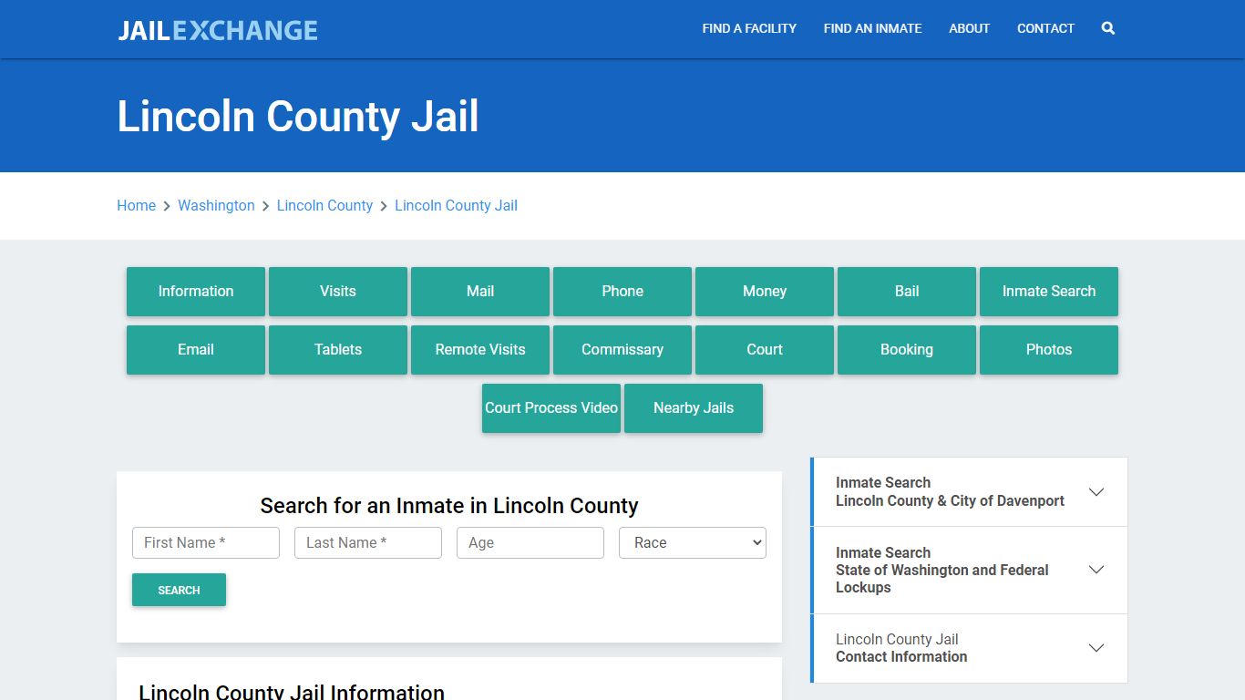 Lincoln County Jail Roster Lookup, WA, Inmate Search